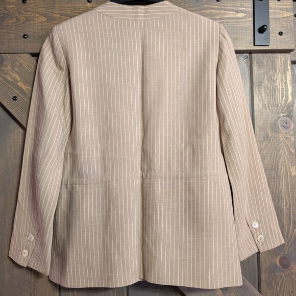 Valentino Boutique med beige with ivory stripe &thin rope belt size 16 - Picture 3 of 3